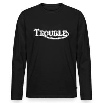 Trouble - Britisch Motorrad No. 1 Caferacer - Männer Premium Bio Langarmshirt - Schwarz - Vorne - Nico (187cm)