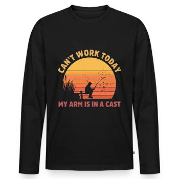 Pêcheur Drôle pêche Pêche à la mouche Poisson - T-shirt manches longues Premium bio Homme - noir - Devant - Nico (187cm)