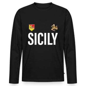 Sicily Jersey 01 - Men's Premium Organic Long Sleeve Shirt - black - Front - Nico (187cm)