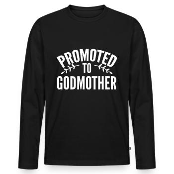 Promoted to Godmother nouveau Godmother Gift - T-shirt manches longues Premium bio Homme - noir - Devant - Nico (187cm)