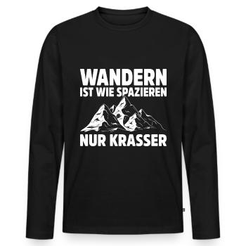 Wandern Geschenk Für Wanderer Berge Trekking - Männer Premium Bio Langarmshirt - Schwarz - Vorne - Nico (187cm)