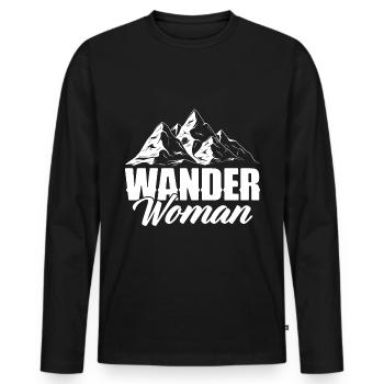 Wandern Geschenk Für Wanderer Berge Trekking - Männer Premium Bio Langarmshirt - Schwarz - Vorne - Nico (187cm)