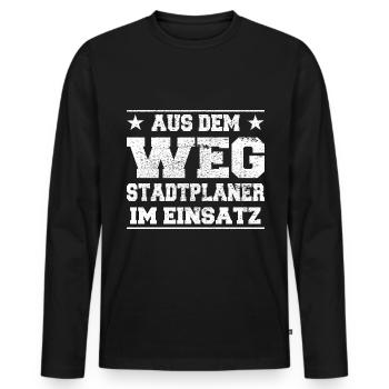 Aus dem Weg Stadtplaner im Einsatz Design - Männer Premium Bio Langarmshirt - Schwarz - Vorne - Nico (187cm)