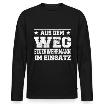Aus dem Weg Feuerwehrmann im Einsatz Design - Männer Premium Bio Langarmshirt - Schwarz - Vorne - Nico (187cm)