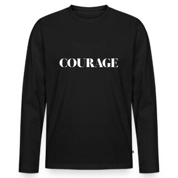 courage - Männer Premium Bio Langarmshirt - Schwarz - Vorne - Nico (187cm)