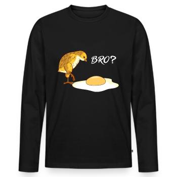 Chicken Chicken Chicken Bro - Funny Sayings Vegetarian - Men's Premium Organic Long Sleeve Shirt - black - Front - Nico (187cm)