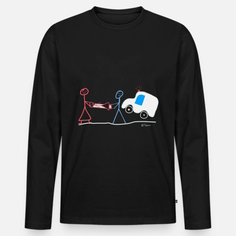 Rettung Strichmännchen Notfall Notarzt Einsatz - Männer Premium Bio Langarmshirt - Schwarz