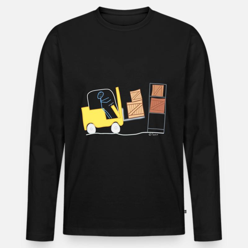 Gabelstapler Strichmännchen Logistik Lager Waren - Männer Premium Bio Langarmshirt - Schwarz