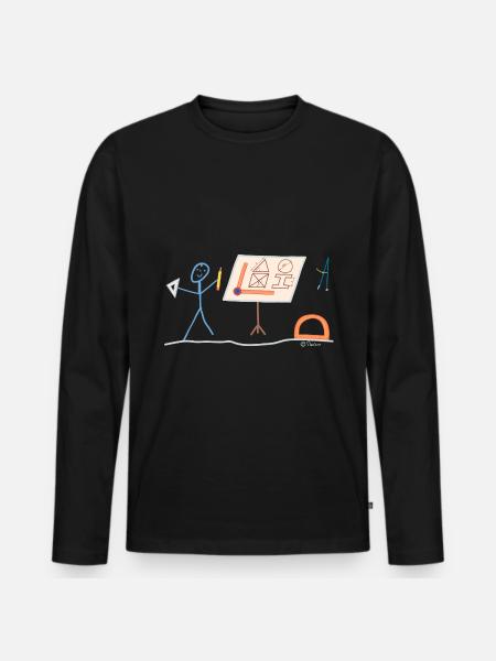 Technical Draftsman Stickman Designer - Men's Premium Organic Long Sleeve Shirt - black