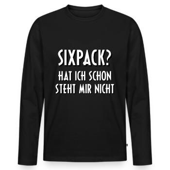 Sixpack Sport Fitness Sprüche Spruch Faul Geschenk - Männer Premium Bio Langarmshirt - Schwarz - Vorne - Nico (187cm)
