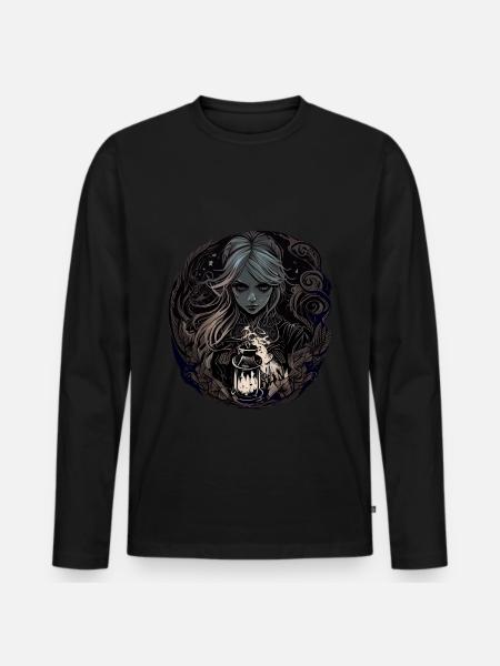 Gloomy Beautiful Witch / Wicca - Men's Premium Organic Long Sleeve Shirt - black
