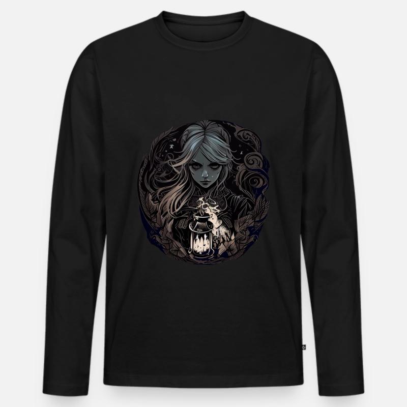 Düstere wunderschöne Hexe / Wicca - Männer Premium Bio Langarmshirt - Schwarz