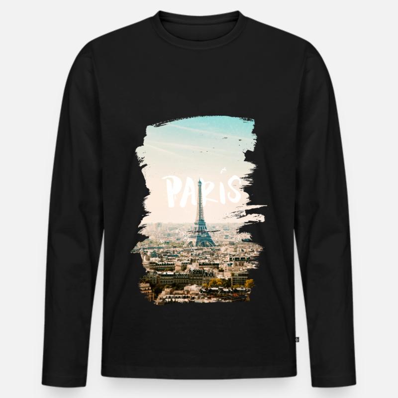 Paris - Männer Premium Bio Langarmshirt - Schwarz