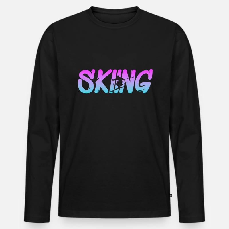 Skiing - Männer Premium Bio Langarmshirt - Schwarz
