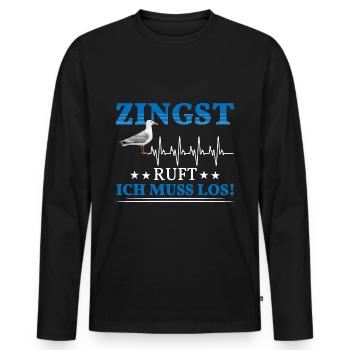 Zingst ruft Herzschlag Ostsee Möwe - Männer Premium Bio Langarmshirt - Schwarz - Vorne - Nico (187cm)
