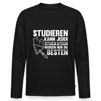 Stuckateur Verputzer Spachtel Gipser - Männer Premium Bio Langarmshirt - Schwarz - Vorne - Nico (187cm)