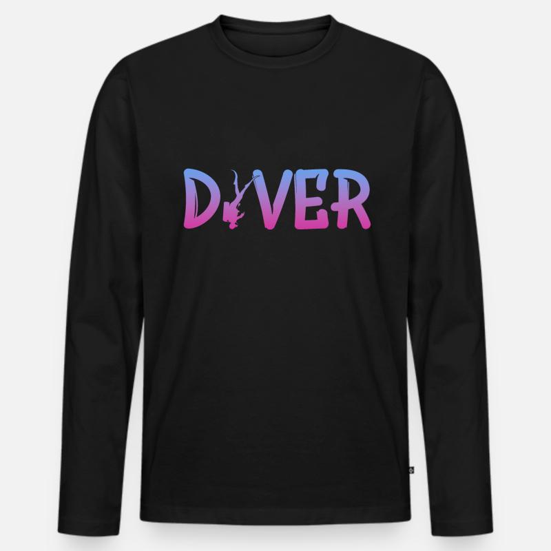 Diver - Männer Premium Bio Langarmshirt - Schwarz