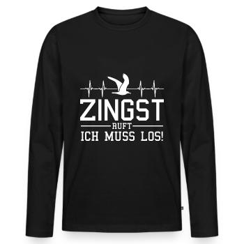 Zingst ruft Herzschlag Ostsee Möwe - Männer Premium Bio Langarmshirt - Schwarz - Vorne - Nico (187cm)
