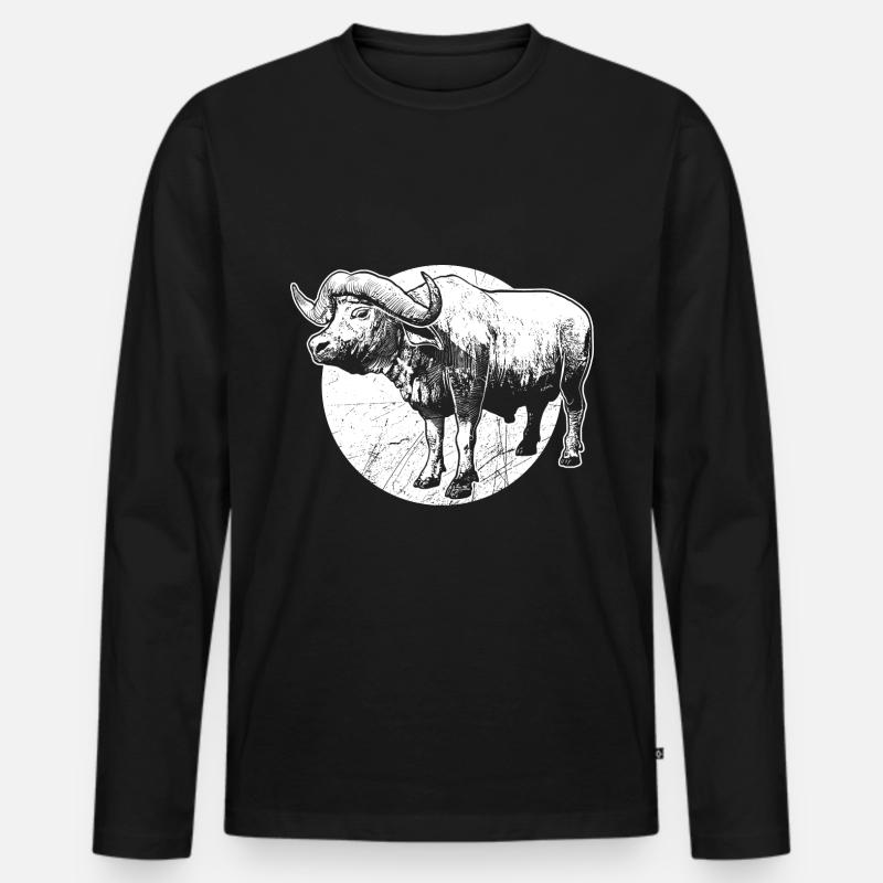 Büffel - Männer Premium Bio Langarmshirt - Schwarz