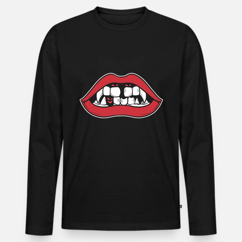 Vampirlippen Maskenbildner Gift - Männer Premium Bio Langarmshirt - Schwarz