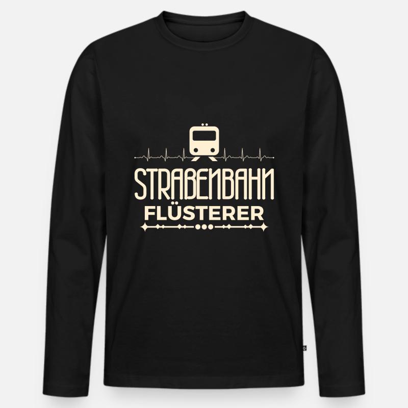 Straßenbahnflüsterer Herzschlag Straßenbahnfahrer - Männer Premium Bio Langarmshirt - Schwarz