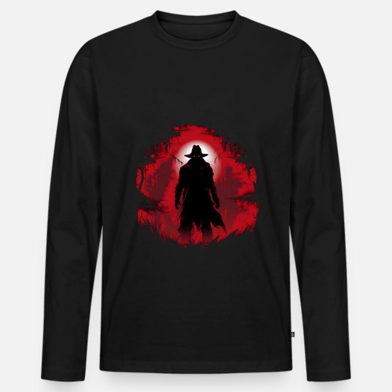 Halloween, unheimlicher Mann - Männer Premium Bio Langarmshirt - Schwarz