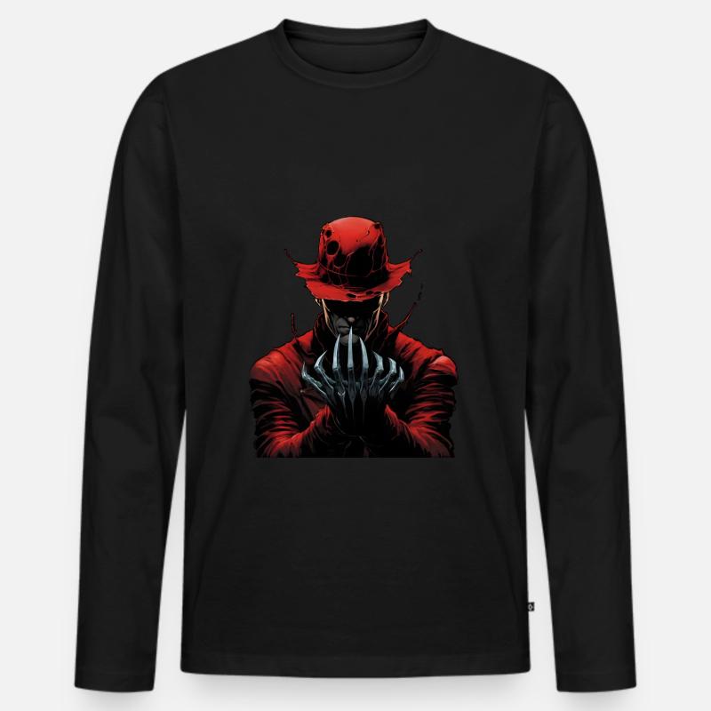 Horror, Unheimlicher Mann - Männer Premium Bio Langarmshirt - Schwarz