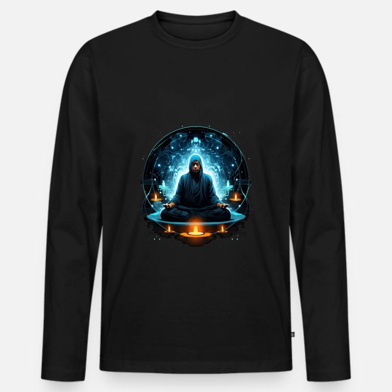 Buddha In Meditation - Männer Premium Bio Langarmshirt - Schwarz