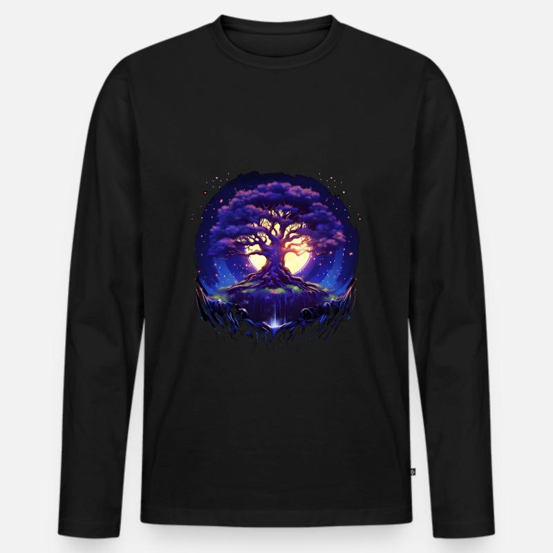 Baum Des Lebens - Männer Premium Bio Langarmshirt - Schwarz