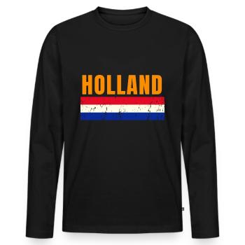 Holland Flag Anglais - T-shirt manches longues Premium bio Homme - noir - Devant - Nico (187cm)