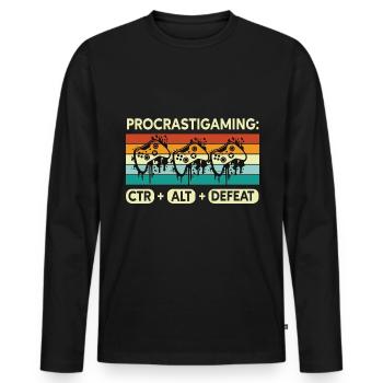 Gamer Procrastigaming CTR Alt Defeat Gaming - Men's Premium Organic Long Sleeve Shirt - black - Front - Nico (187cm)