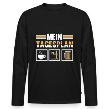 Fräser Zerspanungsmechaniker Tagesplan - Männer Premium Bio Langarmshirt - Schwarz - Vorne - Nico (187cm)