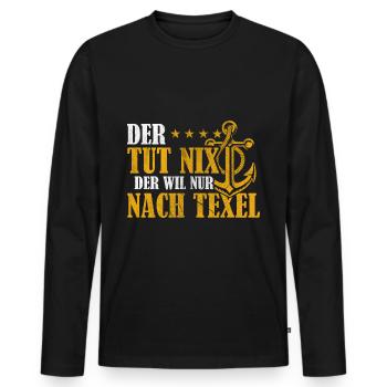 Texel Holland Spruch Anker - Männer Premium Bio Langarmshirt - Schwarz - Vorne - Nico (187cm)