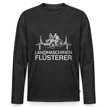 Le mécanicien de machines agricoles est en cours de réparation - T-shirt manches longues Premium bio Homme - anthracite chiné - Devant - Nico (187cm)