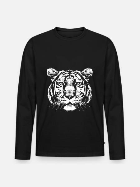 Tiger Head Portrait - Men's Premium Organic Long Sleeve Shirt - black