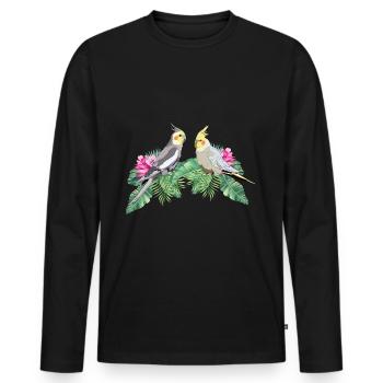 Perruche perruche calopsitte - T-shirt manches longues Premium bio Homme - noir - Devant - Nico (187cm)