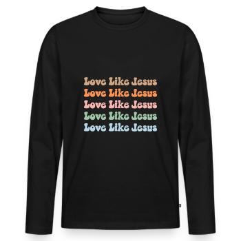 Aimer comme Jésus, Jésus coloré, chrétien. - T-shirt manches longues Premium bio Homme - noir - Devant - Nico (187cm)