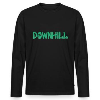 Downhill mit Biker - Bike - Biken - Männer Premium Bio Langarmshirt - Schwarz - Vorne - Nico (187cm)