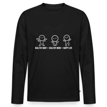 Healthy Body Strong and Healthy Gift - Men's Premium Organic Long Sleeve Shirt - black - Front - Nico (187cm)