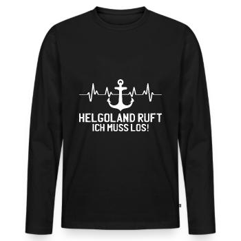 Helgoland ruft Herzschlag Nordfriesland Anker - Männer Premium Bio Langarmshirt - Schwarz - Vorne - Nico (187cm)