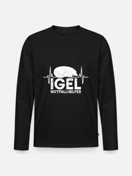 Igel Herzschlag Stacheltier - Männer Premium Bio Langarmshirt - Schwarz