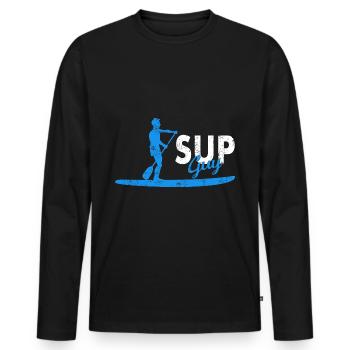 SUP Guy pour les hommes - T-shirt manches longues Premium bio Homme - noir - Devant - Nico (187cm)