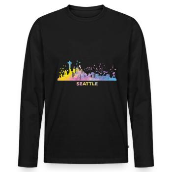 Seattleite Skyline Seattle - Men's Premium Organic Long Sleeve Shirt - black - Front - Nico (187cm)