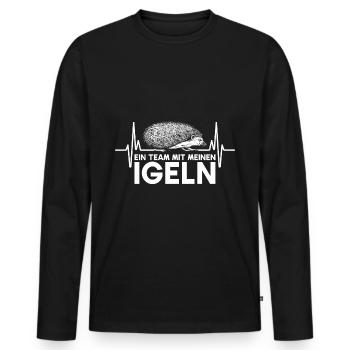 Igel Herzschlag Stacheltier - Männer Premium Bio Langarmshirt - Schwarz - Vorne - Nico (187cm)