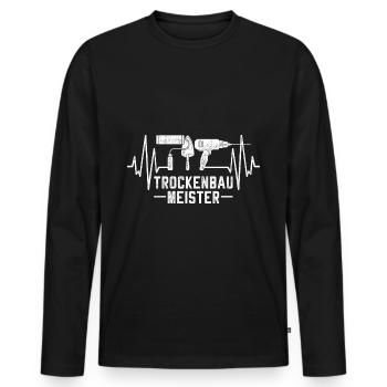 Trockenbauer Trockenbau Herzschlag Spachtel - Männer Premium Bio Langarmshirt - Schwarz - Vorne - Nico (187cm)