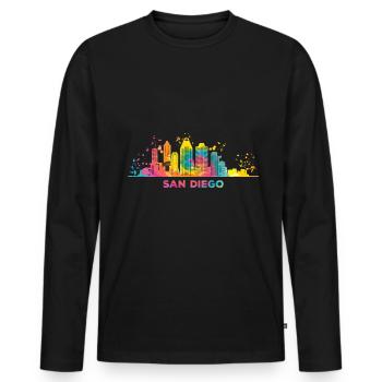 San Diegan Skyline San Diego - Men's Premium Organic Long Sleeve Shirt - black - Front - Nico (187cm)