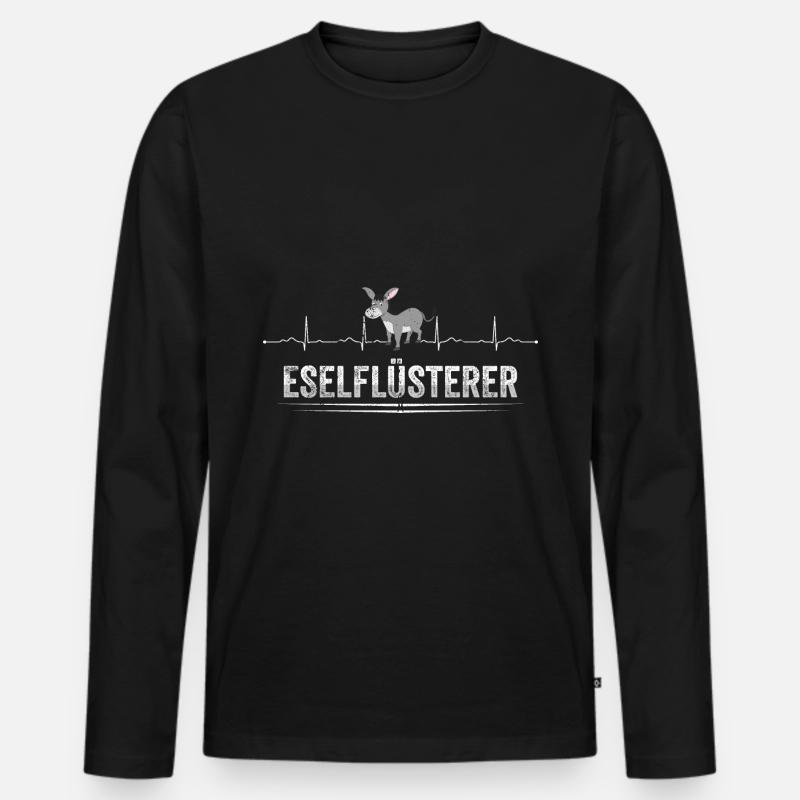 Esel Flüsterer Herzschlag Bauernhof - Männer Premium Bio Langarmshirt - Schwarz