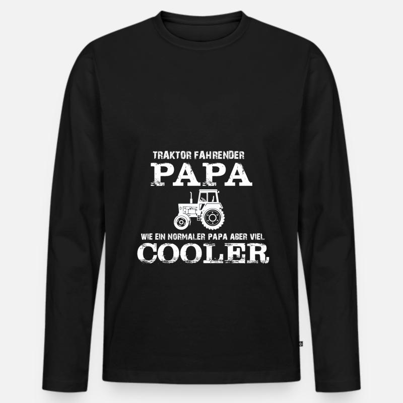 Traktor Papa Geschenk - Männer Premium Bio Langarmshirt - Schwarz