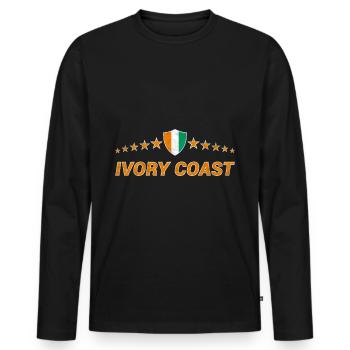 Ivory Coast - Men's Premium Organic Long Sleeve Shirt - black - Front - Nico (187cm)