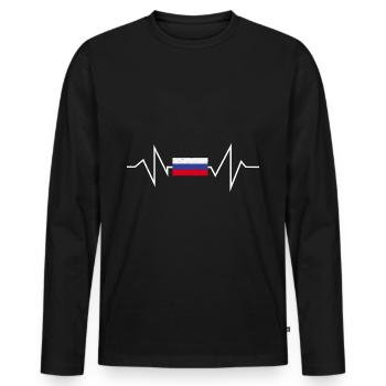 Russie - T-shirt manches longues Premium bio Homme - noir - Devant - Nico (187cm)